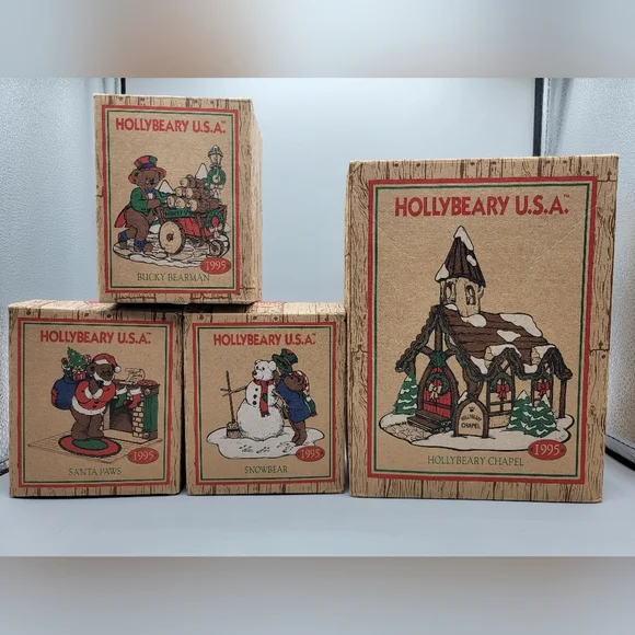 Hollybeary USA Christmas Village Set Of 4 - Picture 13 of 16